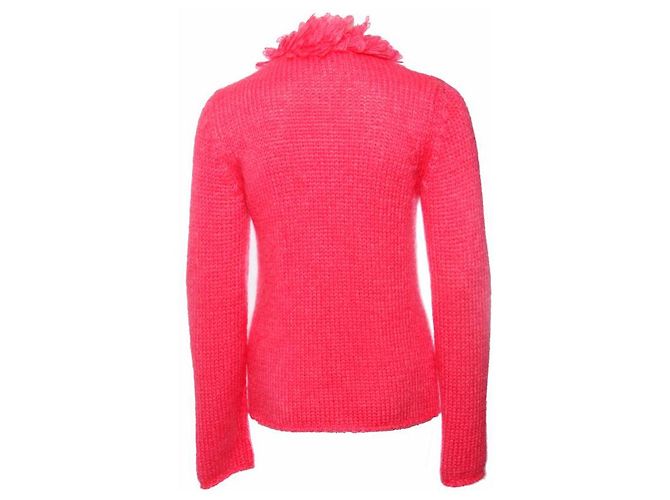 COMME des GARCONS, Mohairweste mit Sicherheitsnadel in fluoreszierendem Pink in Größe S. - Ansicht 3