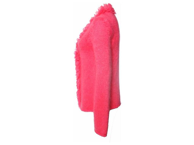 COMME des GARCONS, Mohairweste mit Sicherheitsnadel in fluoreszierendem Pink in Größe S. - Ansicht 4