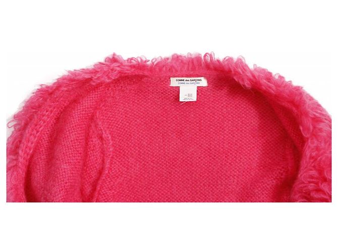 COMME des GARCONS, Mohairweste mit Sicherheitsnadel in fluoreszierendem Pink in Größe S. - Ansicht 5