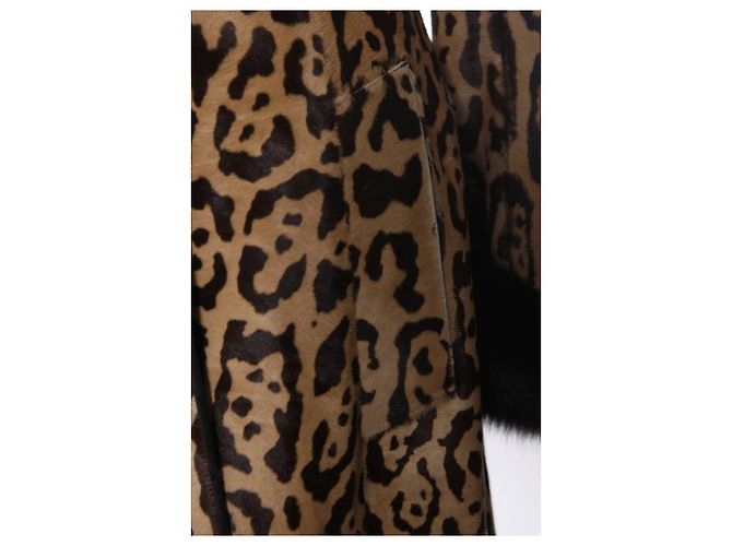 Jitrois, Abrigo de cuero de leopardo con piel de potro Castaño Negro - vista 9