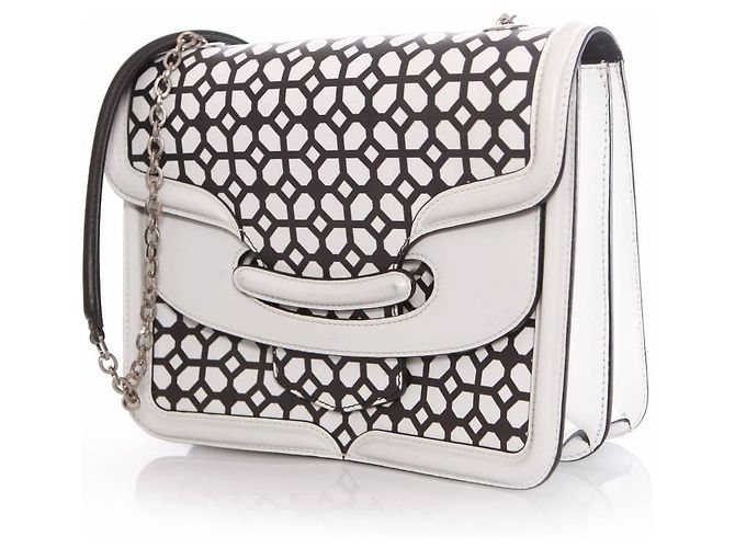 Alexander McQueen, Borsa a tracolla Heroine in bianco e nero. - vista 2