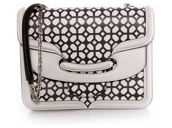 Alexander McQueen, Borsa a tracolla Heroine in bianco e nero. - vista 3