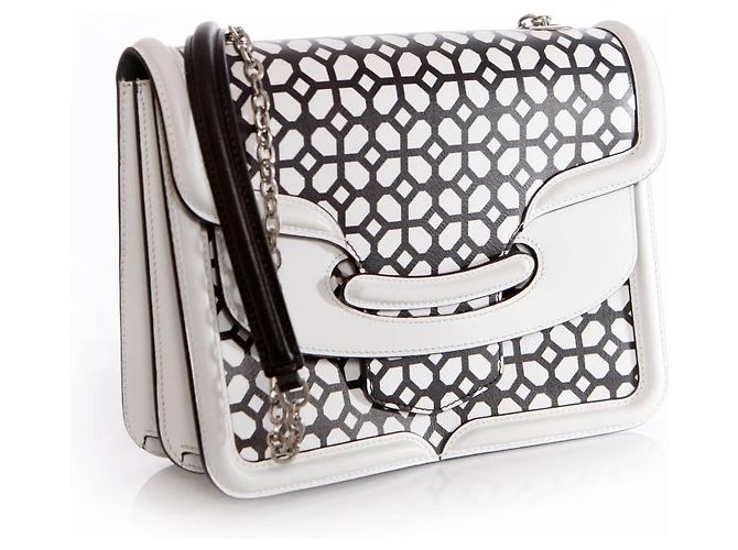 Alexander McQueen, Borsa a tracolla Heroine in bianco e nero. - vista 5