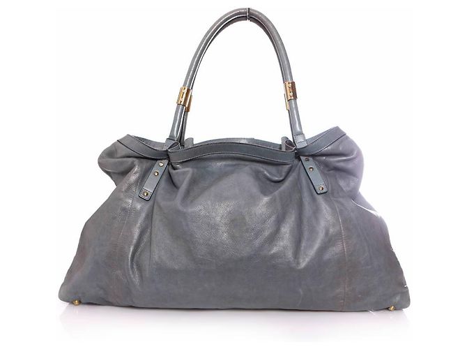 Chloé Chloe, Blu/shopper in pelle grigia con hardware dorato. - vista 4