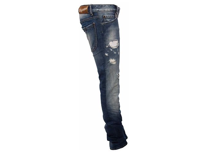 Dsquared2, Hellblaue zerrissene Hose mit geripptem Patch zwischen den Beinen in Größe IT42/S. - Ansicht 4