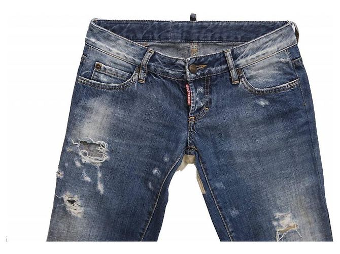 Dsquared2, Hellblaue zerrissene Hose mit geripptem Patch zwischen den Beinen in Größe IT42/S. - Ansicht 5