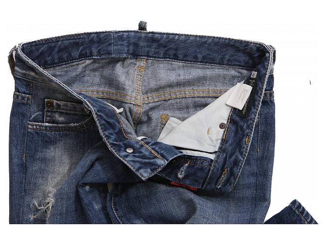 Dsquared2, Hellblaue zerrissene Hose mit geripptem Patch zwischen den Beinen in Größe IT42/S. - Ansicht 6