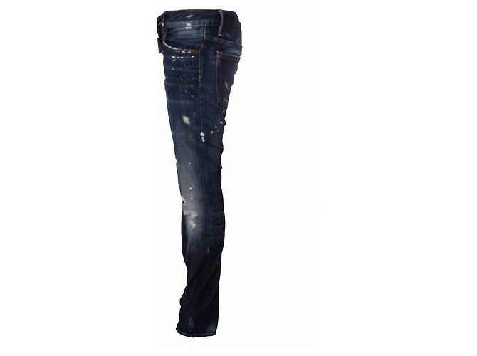 Dsquared2, jeans strappati blu scuro con macchie di vernice bianca di taglia 40IT/XS. - vista 4