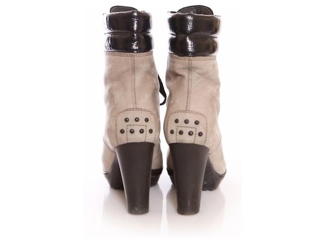 Tod's Tod, botas de renda plataforma de camurça cor de areia. - vista 3