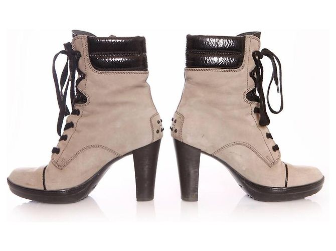 Tod's Tod, botas de renda plataforma de camurça cor de areia. - vista 6