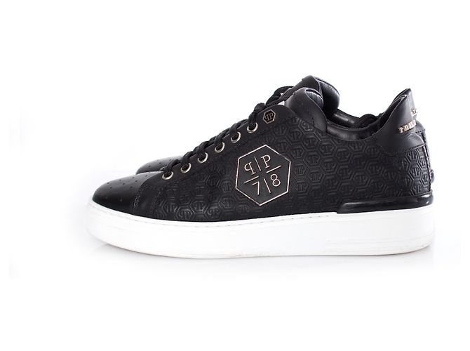 Philipp Plein, sneakers basse in pelle nera. Nero - vista 2