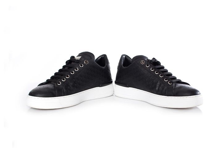 Philipp Plein, sneakers basse in pelle nera. Nero - vista 3