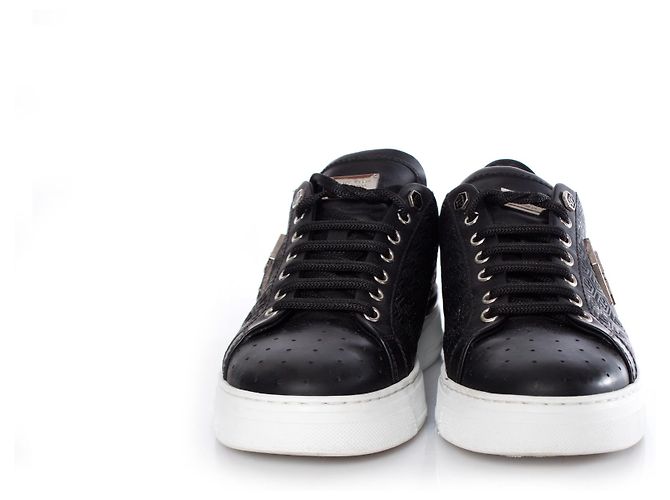 Philipp Plein, sneakers basse in pelle nera. Nero - vista 4