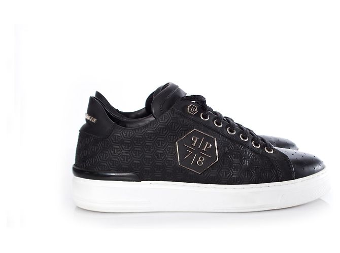 Philipp Plein, sneakers basse in pelle nera. Nero - vista 5