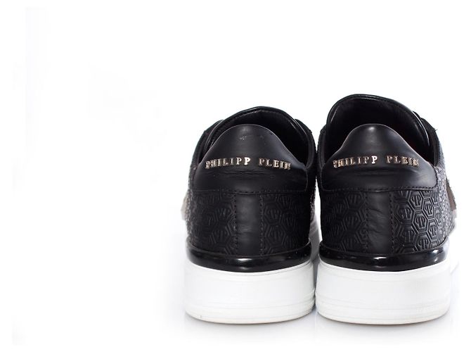 Philipp Plein, sneakers basse in pelle nera. Nero - vista 6