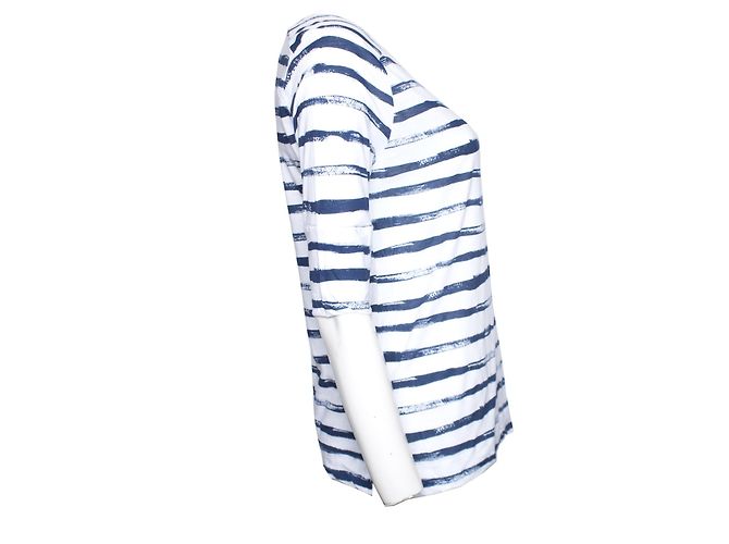 Autre Marque vaqueros MIH, camiseta blanca con rayas de pintura azul. Blanco - vista 2