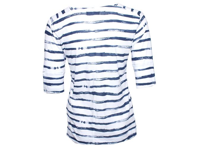Autre Marque vaqueros MIH, camiseta blanca con rayas de pintura azul. Blanco - vista 3