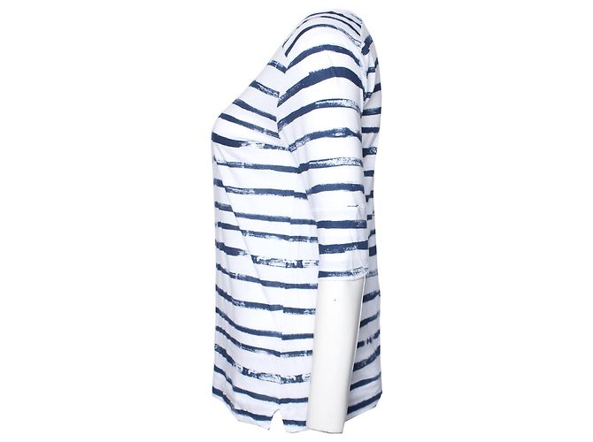 Autre Marque vaqueros MIH, camiseta blanca con rayas de pintura azul. Blanco - vista 4