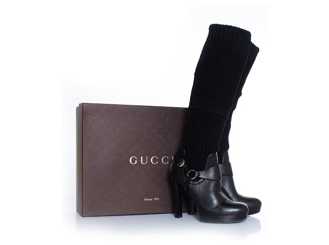 Gucci, Schwarze Overknee-Sockenstiefel - Ansicht 7