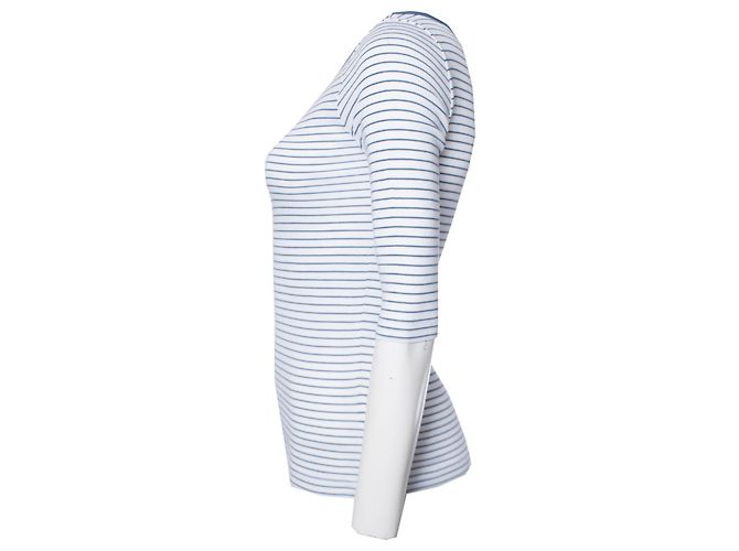 Whistles SILBATOS, top de algodón blanco con rayas azules. - vista 2