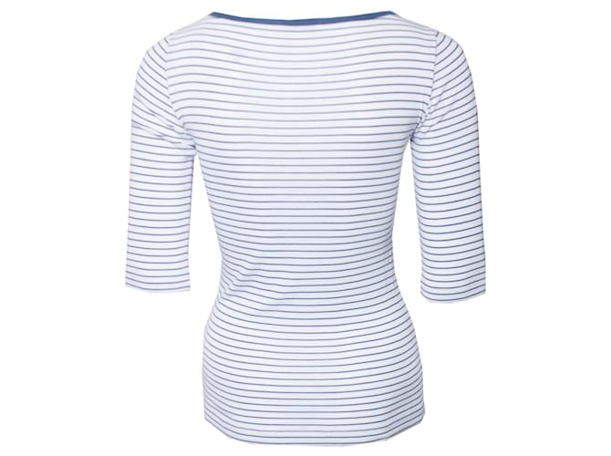 Whistles SILBATOS, top de algodón blanco con rayas azules. - vista 3