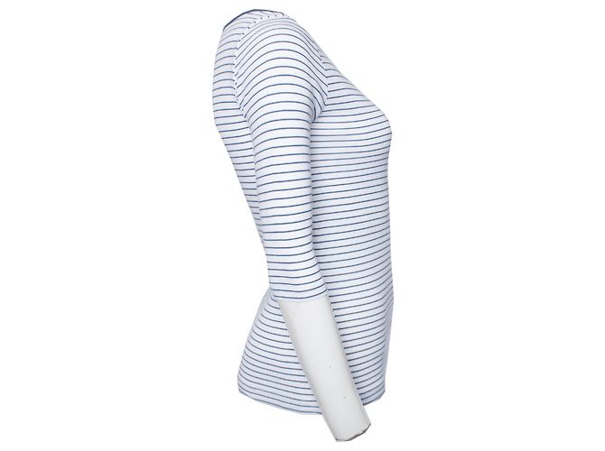 Whistles SILBATOS, top de algodón blanco con rayas azules. - vista 4