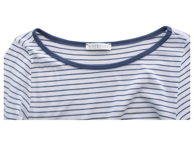 Whistles SILBATOS, top de algodón blanco con rayas azules. - vista 5