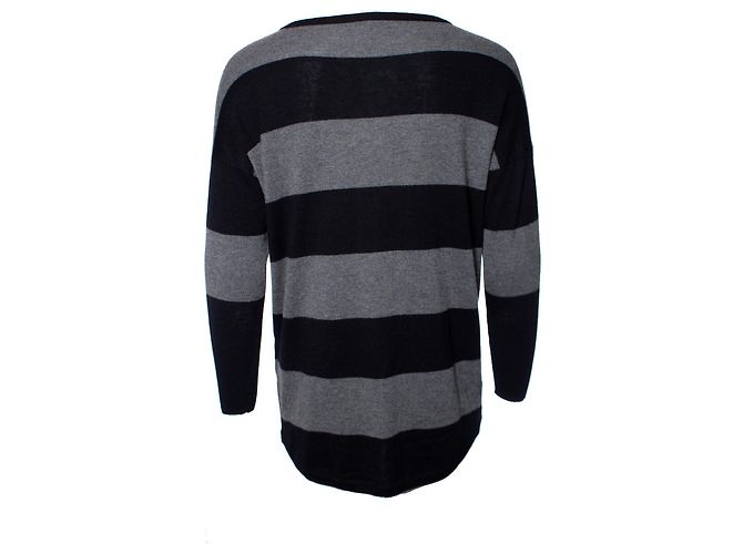 Joie, Grau-schwarz gestreifter Pullover - Ansicht 3