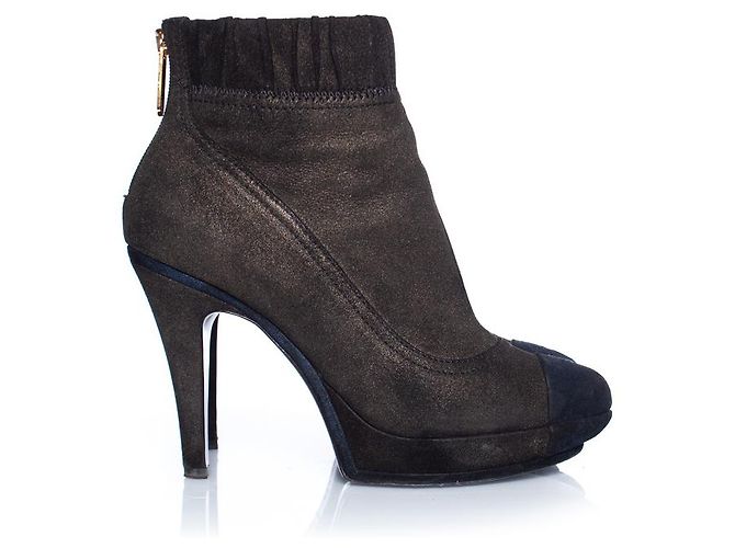 Chanel, botas de ante marrón Castaño - vista 4