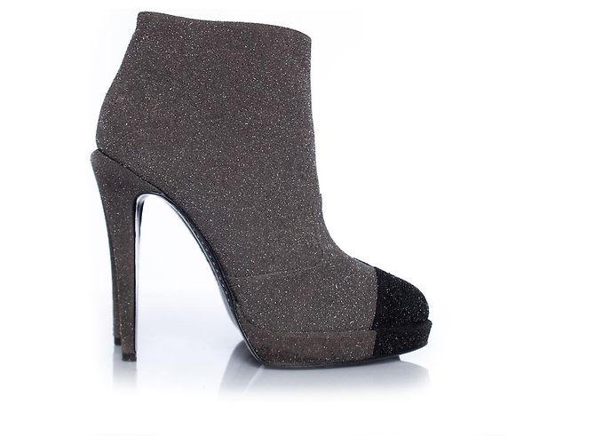 Chanel, Botas plataforma gris brillo - vista 4