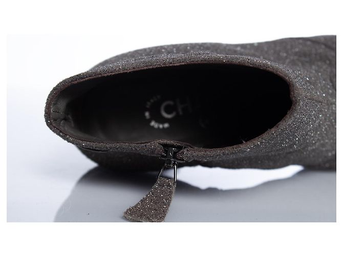 Chanel, Botas plataforma gris brillo - vista 7