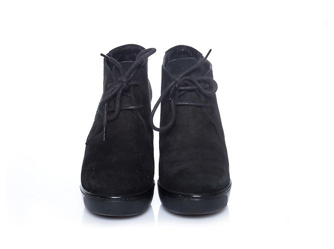 HOGAN, stivaletti stringati in pelle scamosciata nera. Nero - vista 4