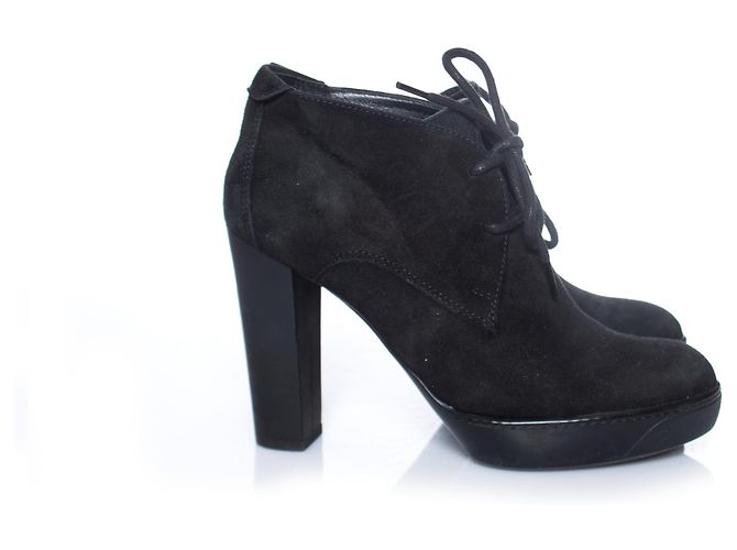 HOGAN, stivaletti stringati in pelle scamosciata nera. Nero - vista 5