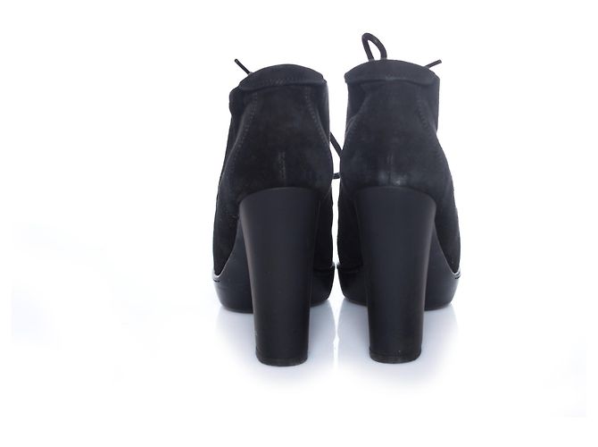 HOGAN, stivaletti stringati in pelle scamosciata nera. Nero - vista 6
