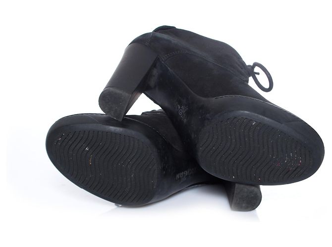 HOGAN, stivaletti stringati in pelle scamosciata nera. Nero - vista 7