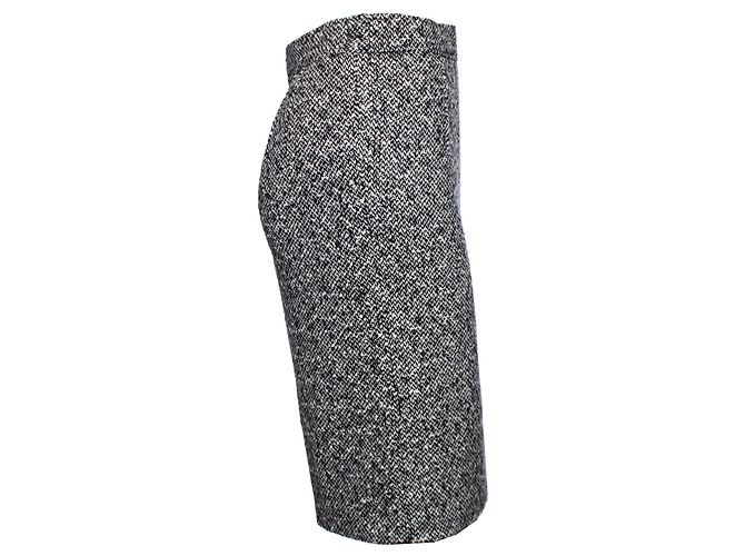 JIL SANDER, Schwarze Farbe/Weißer Kaschmir-Bouclé-Rock. Grau - Ansicht 2