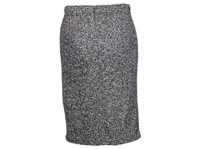 JIL SANDER, Schwarze Farbe/Weißer Kaschmir-Bouclé-Rock. Grau - Ansicht 3
