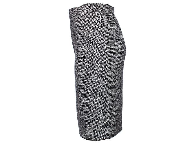 JIL SANDER, Schwarze Farbe/Weißer Kaschmir-Bouclé-Rock. Grau - Ansicht 4