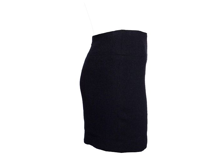 Chanel, Vintage schwarzer Bouclé-Rock. - Ansicht 3