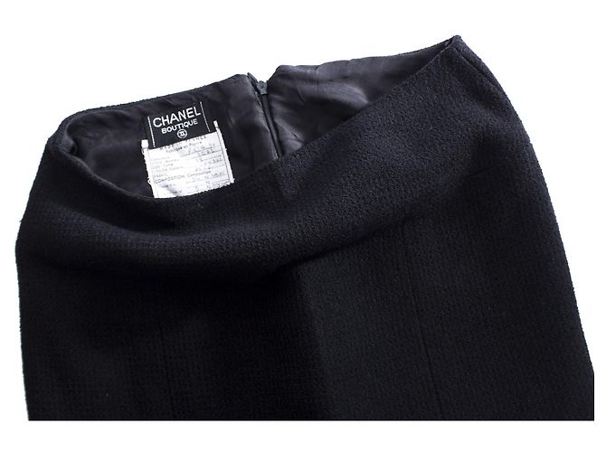Chanel, Vintage schwarzer Bouclé-Rock. - Ansicht 6