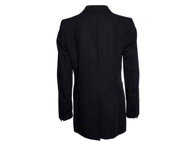 Dries van Noten, blazer de lã preto com reversão brilhante e botões de pressão em tamanho UE40/eu. - vista 3