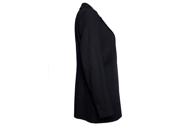 Dries van Noten, blazer de lã preto com reversão brilhante e botões de pressão em tamanho UE40/eu. - vista 4