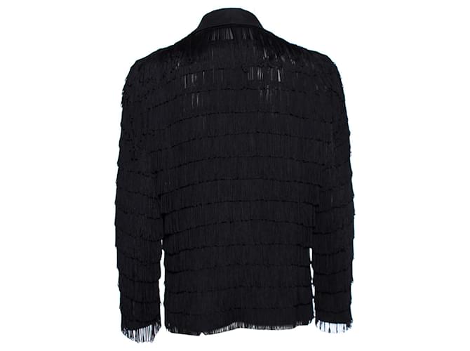 Undercover, halbtransparente Jacke mit Fransen. Schwarz - Ansicht 3