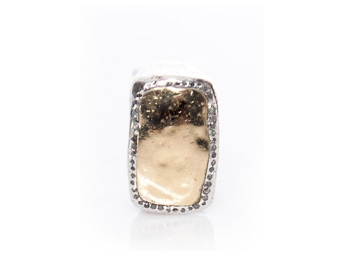 Autre Marque Rosa Maria, Bague en argent avec couche de diamants gris entourant un 18centre d'or k. Argenté Doré - vue 2