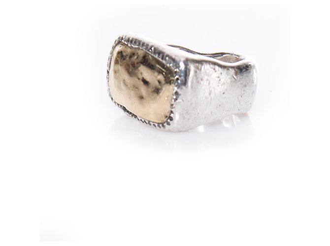 Autre Marque Rosa Maria, Bague en argent avec couche de diamants gris entourant un 18centre d'or k. Argenté Doré - vue 7