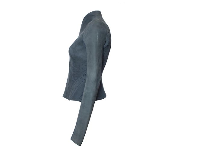 Rick Owens, Lilies Blue bonded Nubuck Campala jacket. - view 2