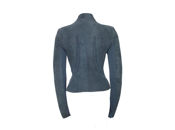 Rick Owens, Lilies Blue bonded Nubuck Campala jacket. - view 3