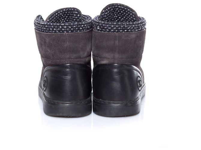 Chanel,  sneakers da tennis alte con logo cc e tweed Grigio - vista 5