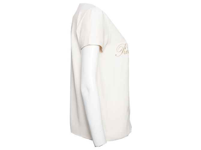 MOSCHINO COUTURE, Haut de couleur crème avec texte doré. - vue 2