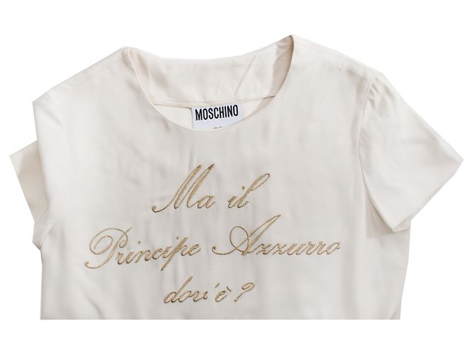MOSCHINO COUTURE, Haut de couleur crème avec texte doré. - vue 5